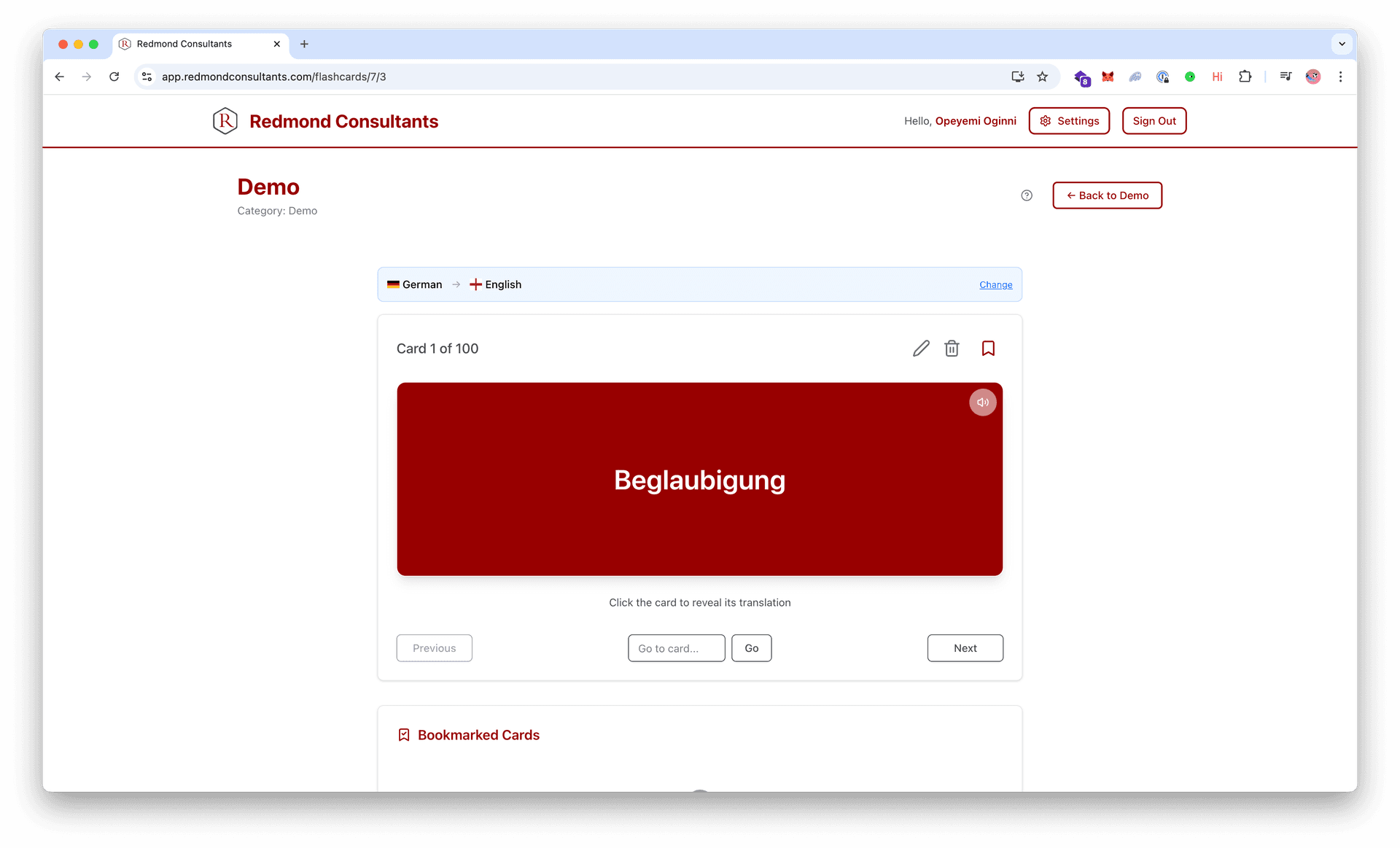Redmond Language App screenshot